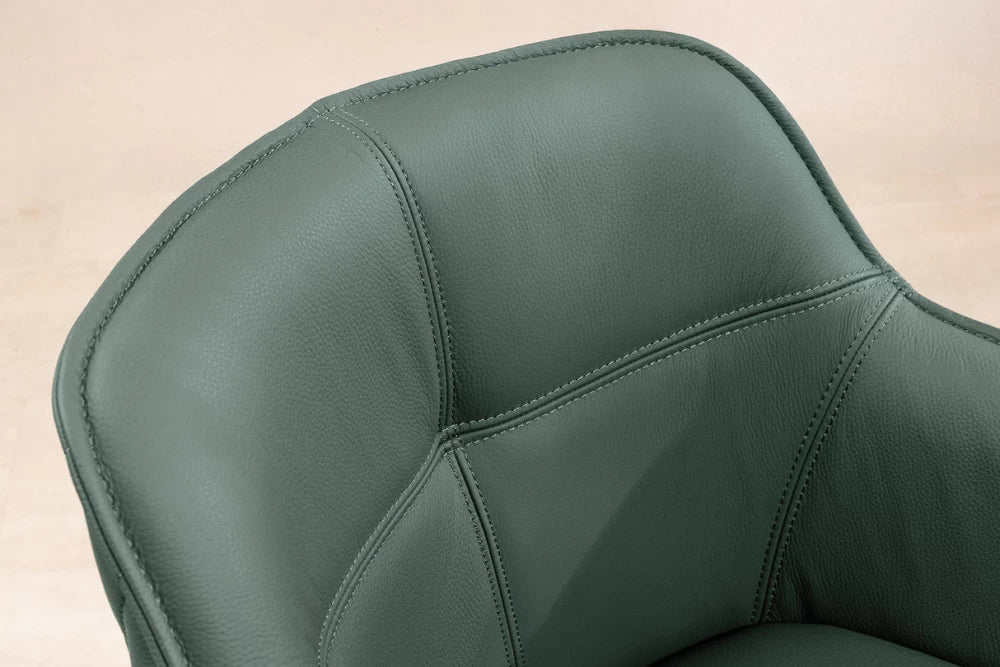 Set 2 scaune rotative cu brate tapitat cu Piele naturala Verde si picioare din Metal Negru H82xL58xA60cm Euphoria