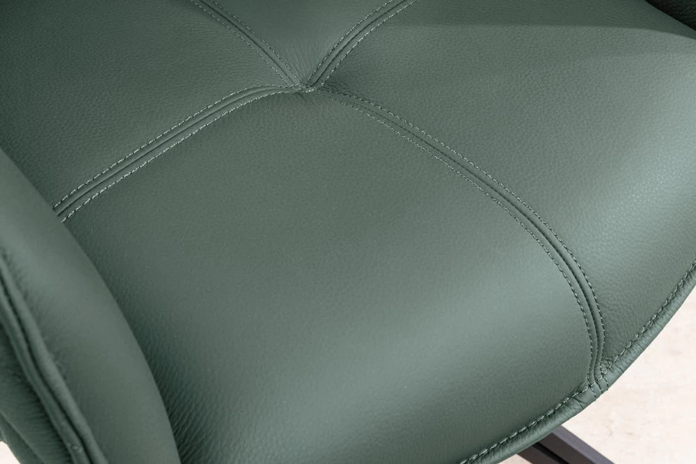 Set 2 scaune rotative cu brate tapitat cu Piele naturala Verde si picioare din Metal Negru H82xL58xA60cm Euphoria