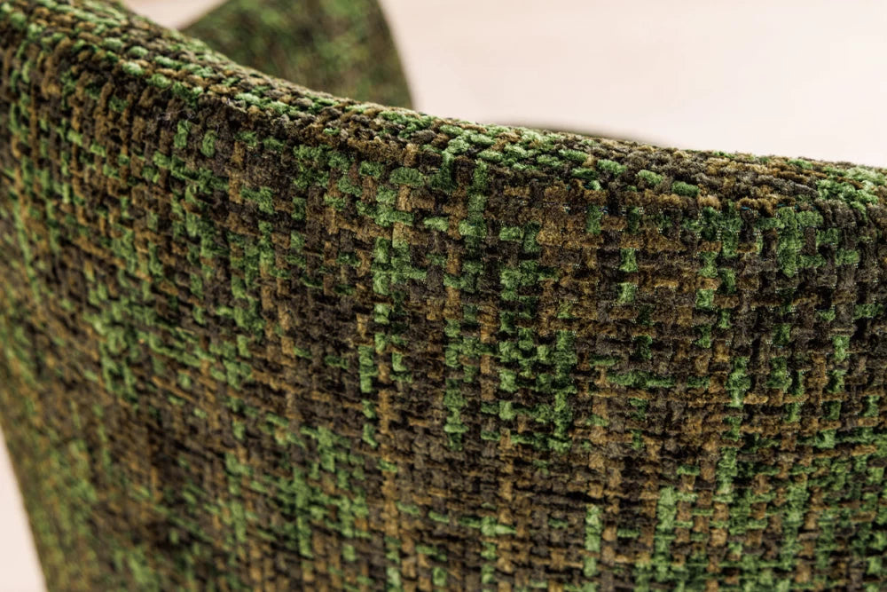 Set 2 scaune cu brate tapitat cu Chenille Verde inchis si picioare din Metal Auriu periat H81xL60xA63cm Extravagancia