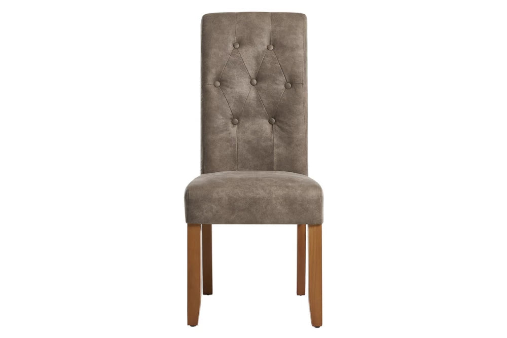 Set 2 scaune tapitat cu Microfibra Maro taupe si picioare din Lemn de pin Maro H110xL45xA50cm Casa