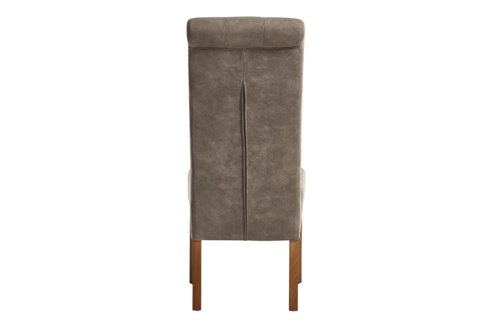 Set 2 scaune tapitat cu Microfibra Maro taupe si picioare din Lemn de pin Maro H110xL45xA50cm Casa