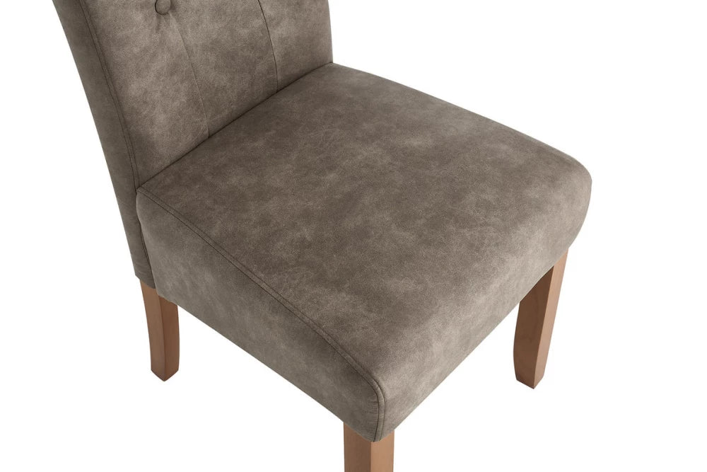 Set 2 scaune tapitat cu Microfibra Maro taupe si picioare din Lemn de pin Maro H110xL45xA50cm Casa