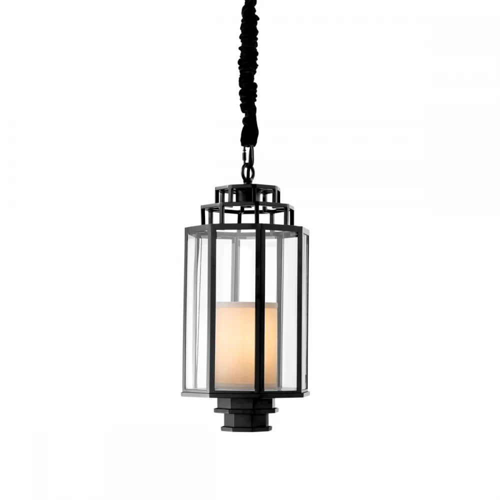 Pendul din Metal Negru si Sticla Transparent H55xD24cm Monticello S Eichholtz