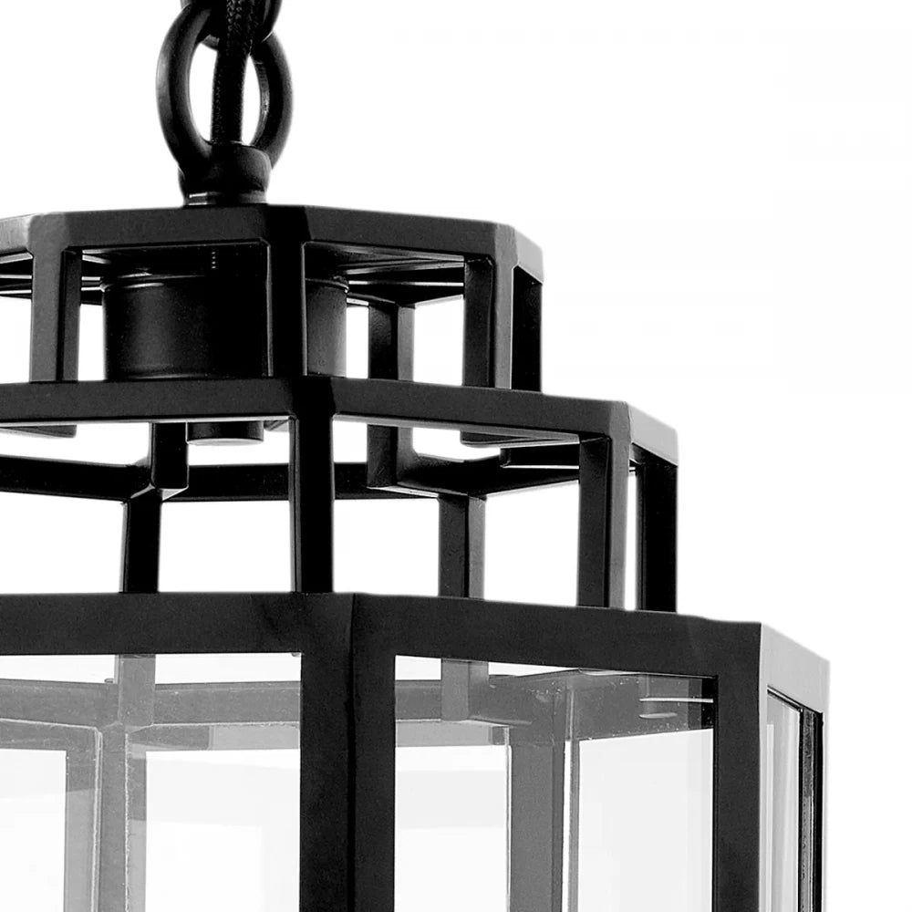 Pendul din Metal Negru si Sticla Transparent H55xD24cm Monticello S Eichholtz
