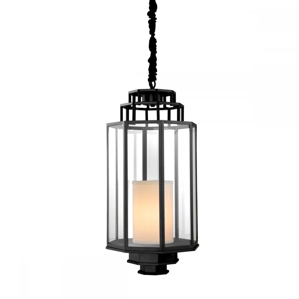 Pendul din Metal Negru si Sticla Transparent H69xD32.5cm Monticello M Eichholtz