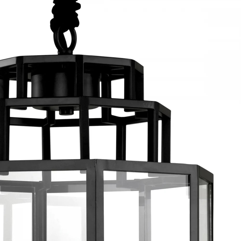 Pendul din Metal Negru si Sticla Transparent H69xD32.5cm Monticello M Eichholtz