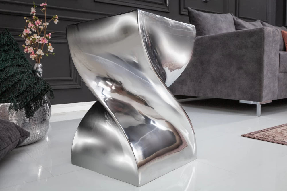 Masuta laterala din Metal Argintiu H45xL30cm Twist