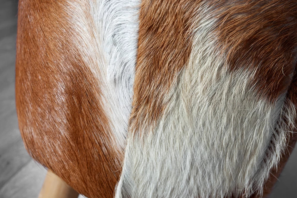 Taburet din Lemn Maro si Blanita naturala Multicolor H45xD30cm Hide