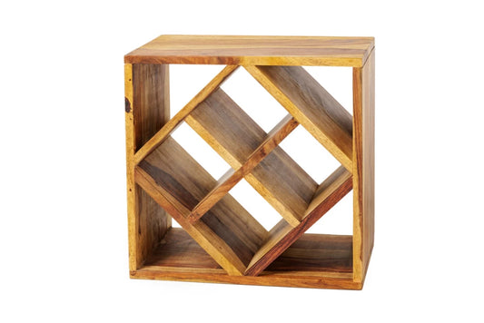 Etajera pentru sticle de vin din Lemn de sheesham Maro L40xH40cm CUBUS