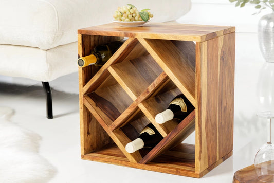 Etajera pentru sticle de vin din Lemn de sheesham Maro L40xH40cm CUBUS