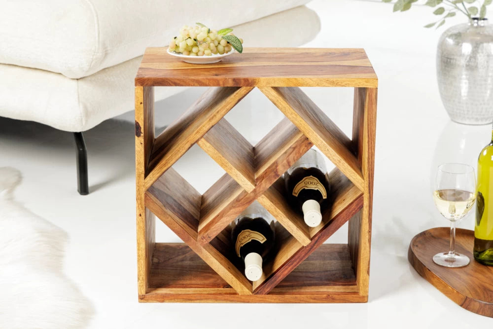 Etajera pentru sticle de vin din Lemn de sheesham Maro L40xH40cm CUBUS