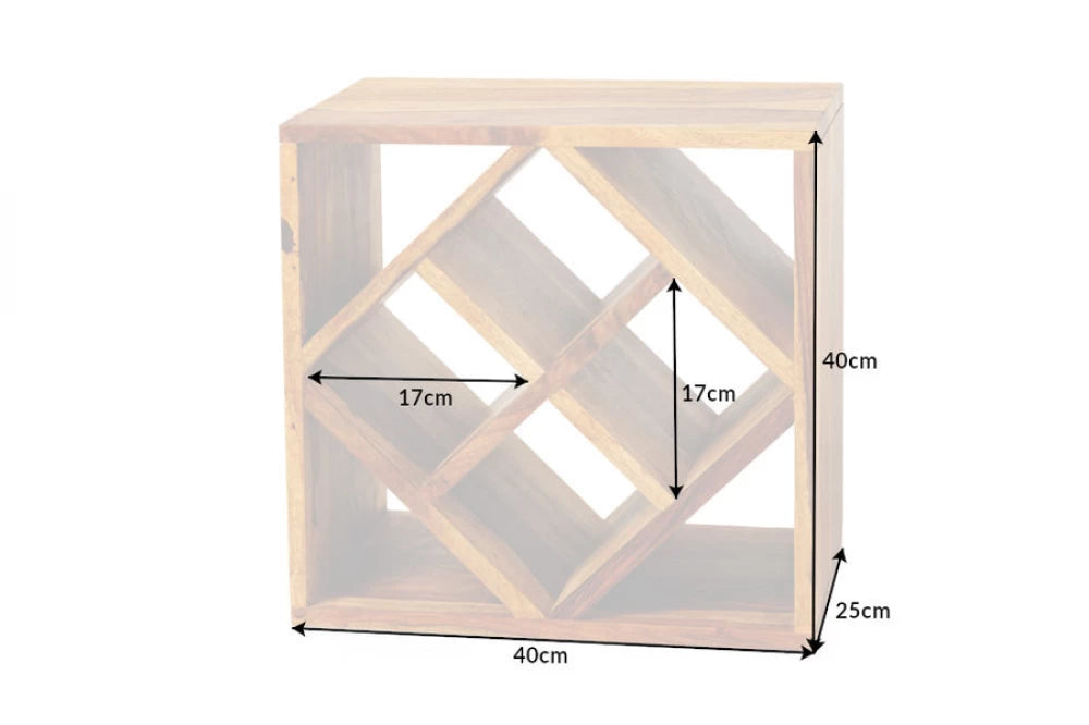 Etajera pentru sticle de vin din Lemn de sheesham Maro L40xH40cm CUBUS