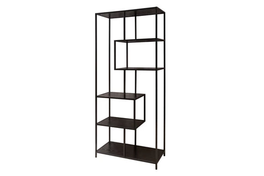 Etajera din MDF Negru si Metal Negru L77xH185cm SLIM LINE