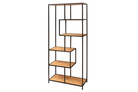 Etajera din MDF Maro si Metal Negru L77xH185cm SLIM LINE