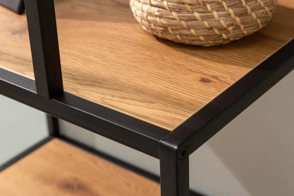Etajera din MDF Maro si Metal Negru L77xH185cm SLIM LINE
