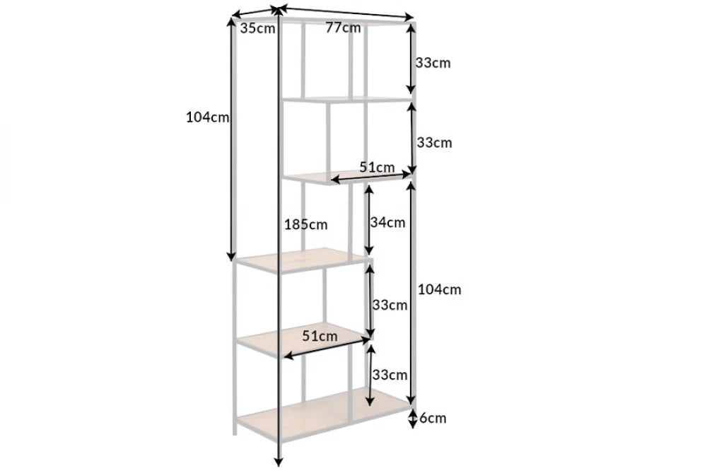Etajera din MDF Maro si Metal Negru L77xH185cm SLIM LINE