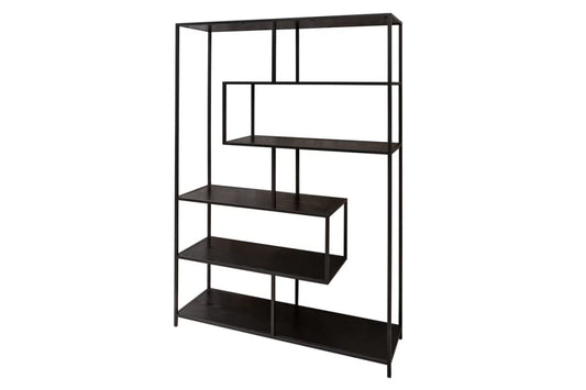 Etajera din MDF Negru si Metal Negru L114xH185cm SLIM LINE