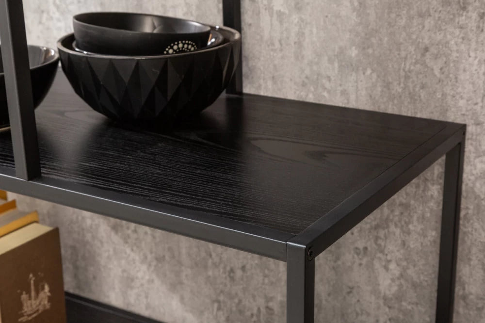 Etajera din MDF Negru si Metal Negru L114xH185cm SLIM LINE