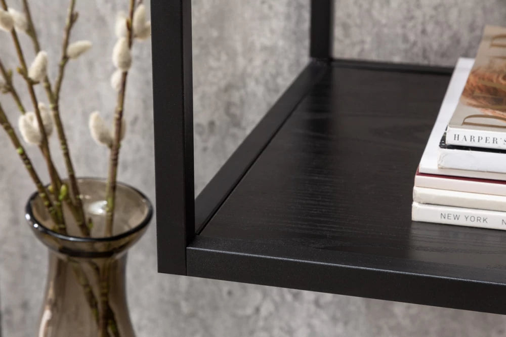 Etajera din MDF Negru si Metal Negru L114xH185cm SLIM LINE