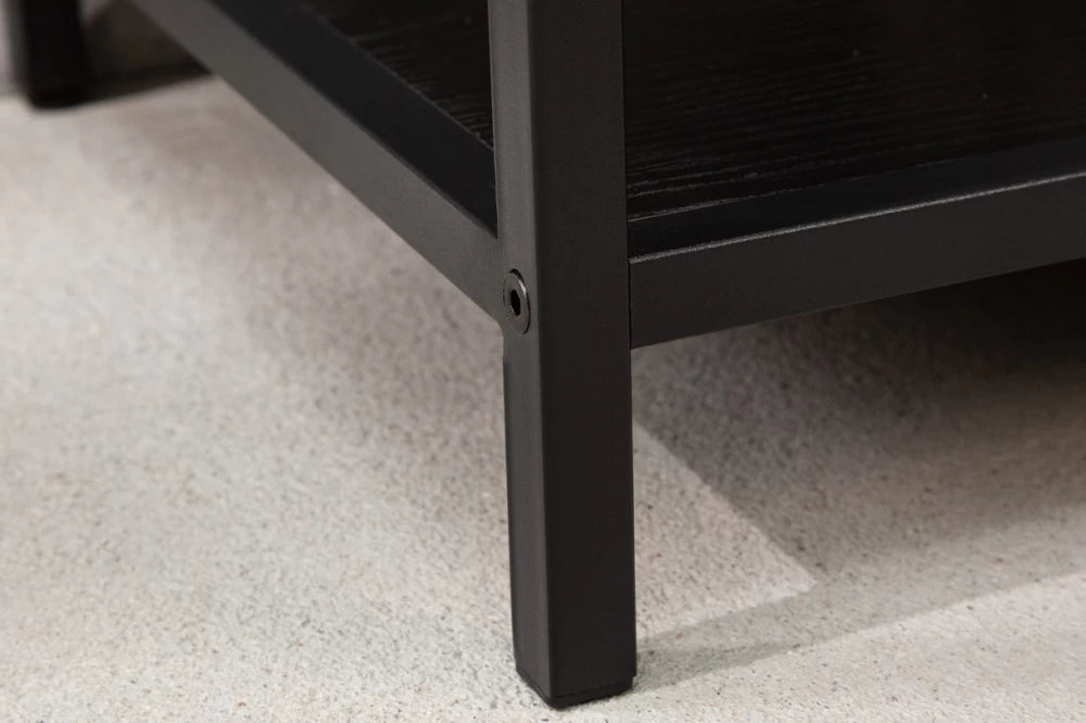 Etajera din MDF Negru si Metal Negru L114xH185cm SLIM LINE