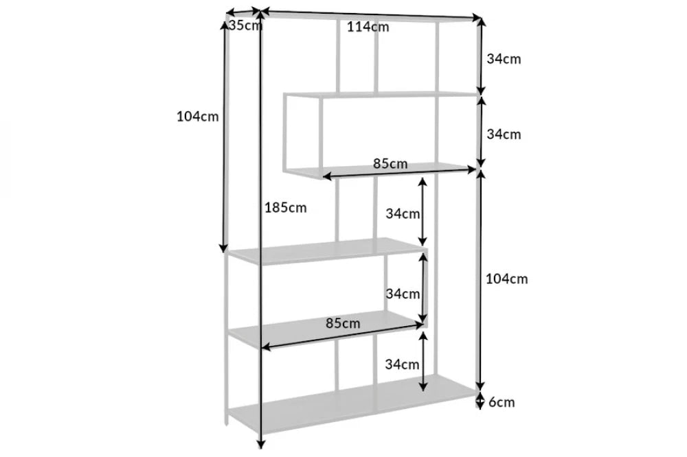 Etajera din MDF Negru si Metal Negru L114xH185cm SLIM LINE