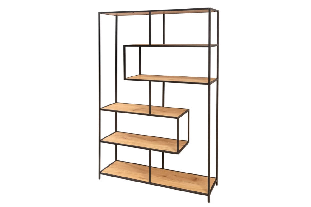 Etajera din MDF Maro si Metal Negru L114xH185cm SLIM LINE