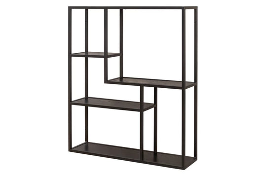 Raft de perete din MDF Negru si Metal Negru L75xH91cm SLIM LINE