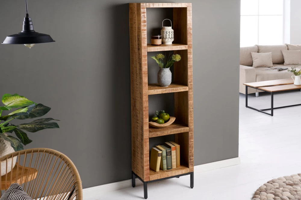 Etajera din Lemn de mango Maro si Metal Negru L40xH176cm IRON CRAFT