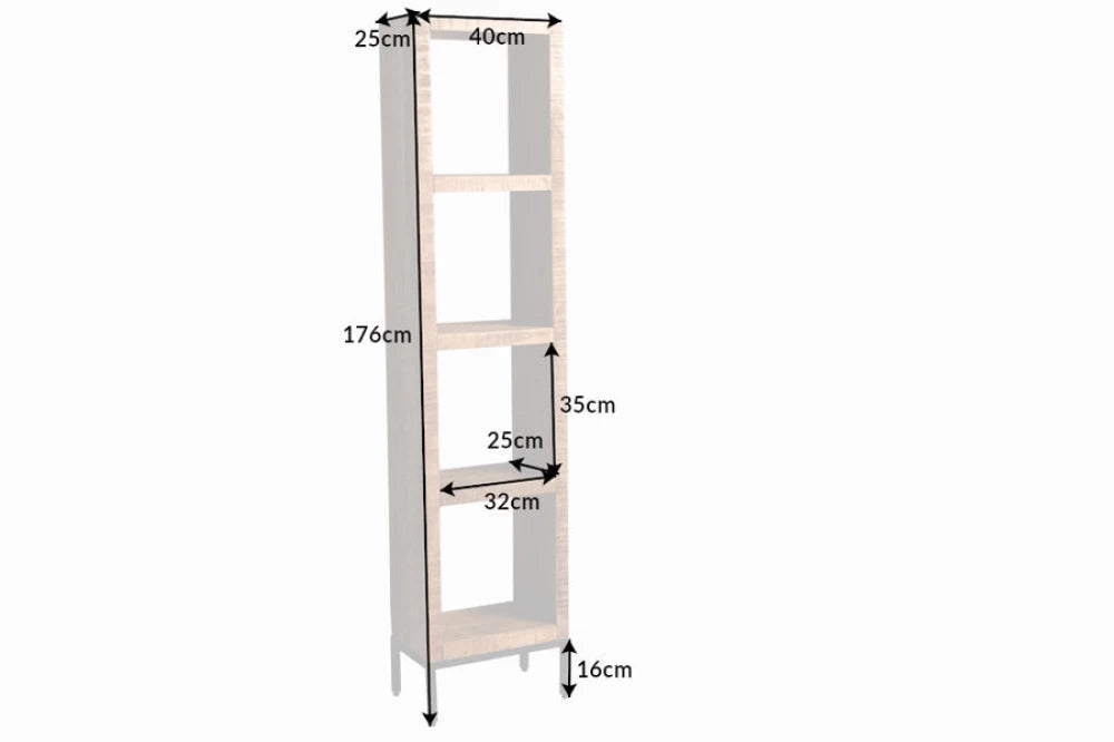 Etajera din Lemn de mango Maro si Metal Negru L40xH176cm IRON CRAFT