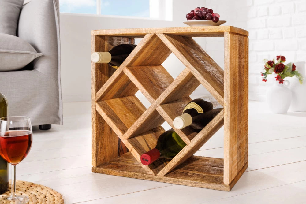 Etajera pentru sticle de vin din Lemn de mango Maro L40xH40cm CUBUS