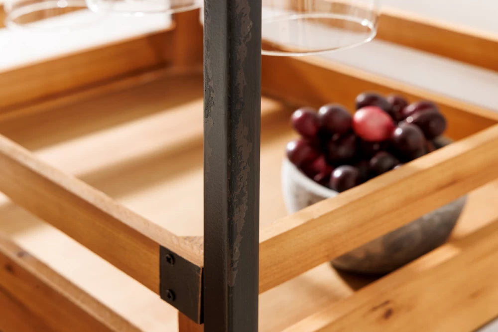 Etajera pentru sticle de vin din Lemn de pin Maro si Metal Negru L48xH120cm SEVEN SEAS
