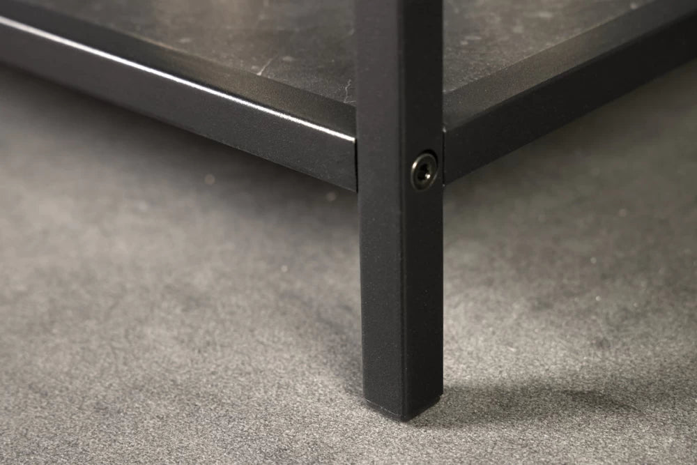 Etajera din MDF Antracit cu efect de marmura si Metal Negru L77xH185cm SLIM LINE