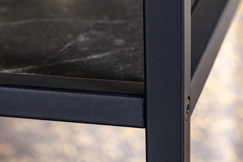 Etajera din MDF Antracit cu efect de marmura si Metal Negru L135xH185cm SLIM LINE
