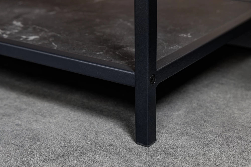 Etajera din MDF Antracit cu efect de marmura si Metal Negru L135xH185cm SLIM LINE