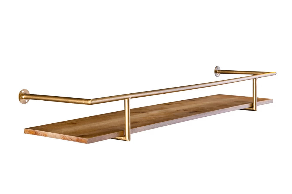 Polita din Lemn de pin Maro si Metal Alama L70xH9cm HERITAGE