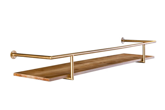 Polita din Lemn de pin Maro si Metal Alama L70xH9cm HERITAGE