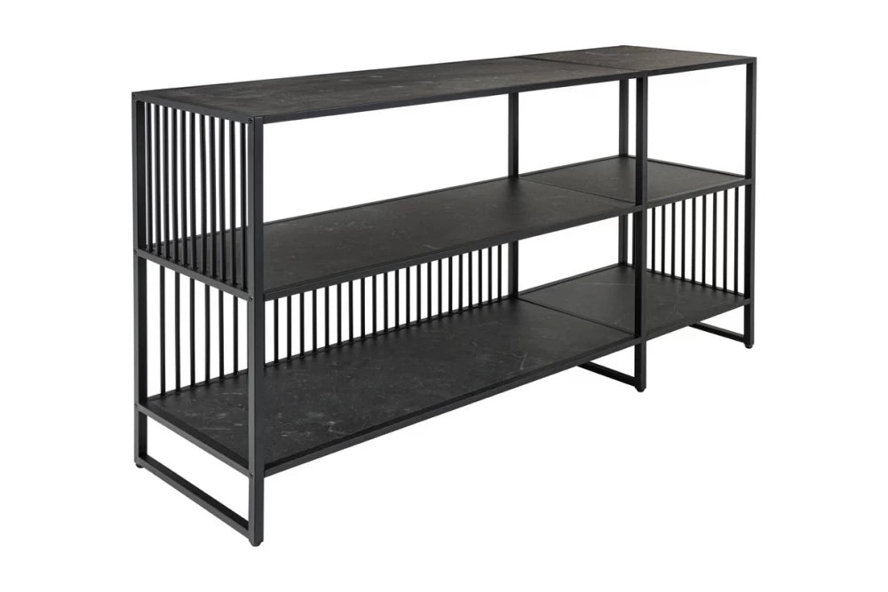 Etajera din MDF Antracit cu efect de marmura si Metal Negru L120xH83cm ARCHITECTURE
