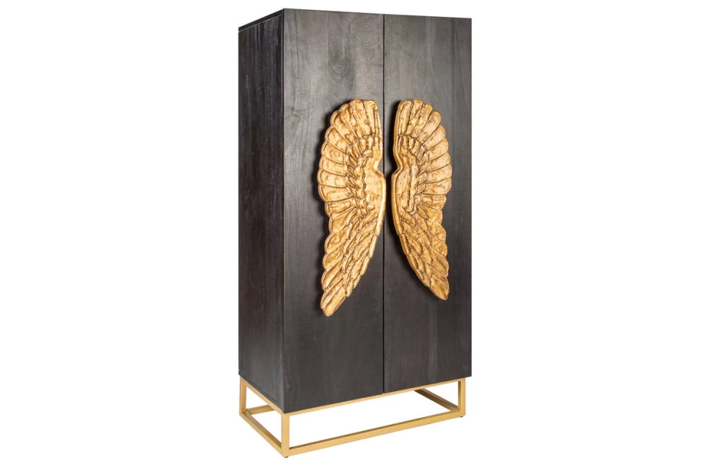 Dulap din Lemn de mango Negru si Metal Auriu L70xH140cm ANGEL