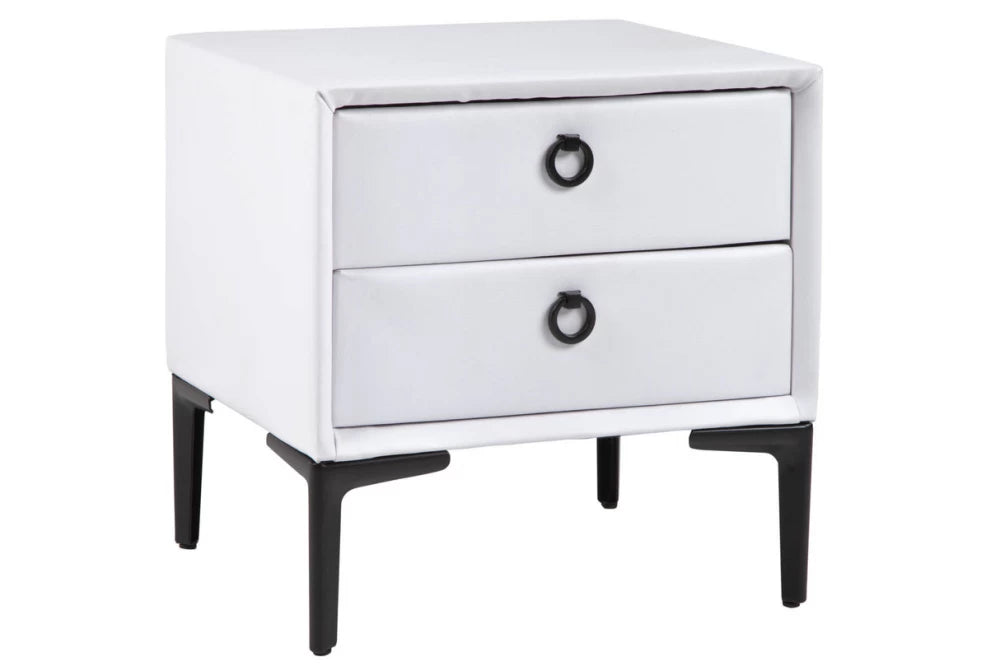 Noptiera din Catifea Alb si MDF/Metal Negru L45xH45cm COSMOPOLITE