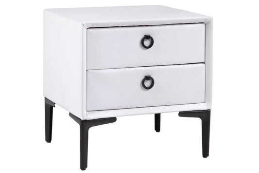 Noptiera din Catifea Alb si MDF/Metal Negru L45xH45cm COSMOPOLITE