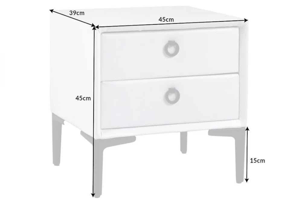 Noptiera din Catifea Alb si MDF/Metal Negru L45xH45cm COSMOPOLITE