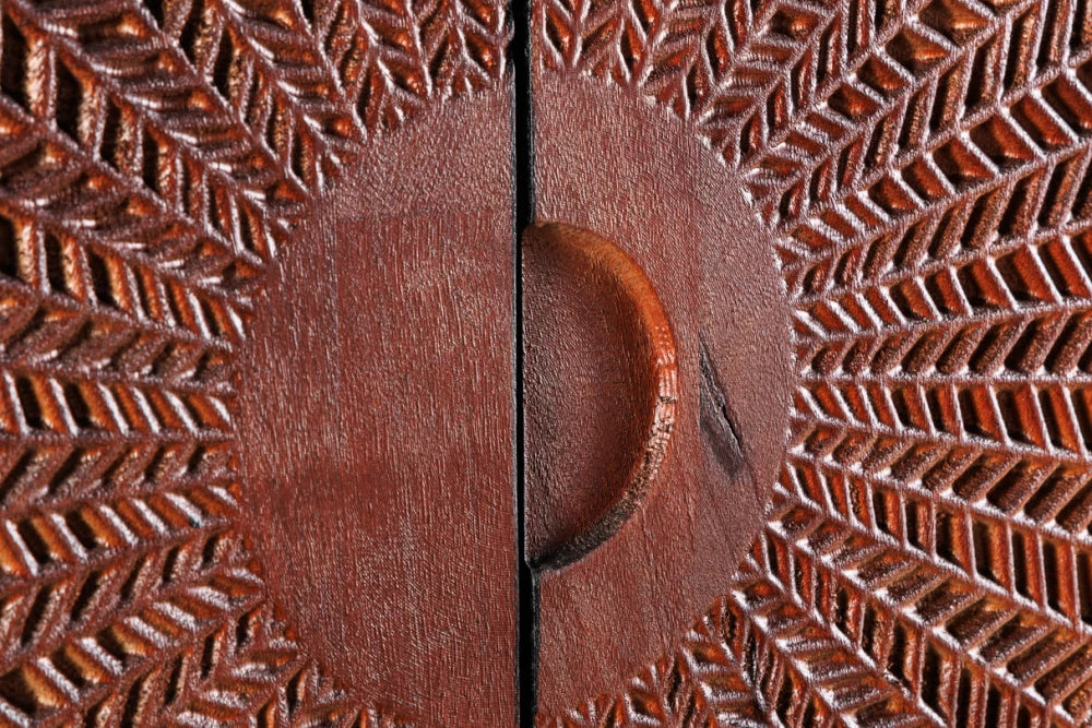 Dulap din Lemn de mango Negru/Maro si Metal Auriu L105xH120cm MANDALA