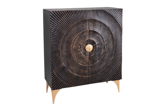 Dulap din Lemn de mango Negru si Metal Auriu L100xH120cm GOLDEN SUNSET