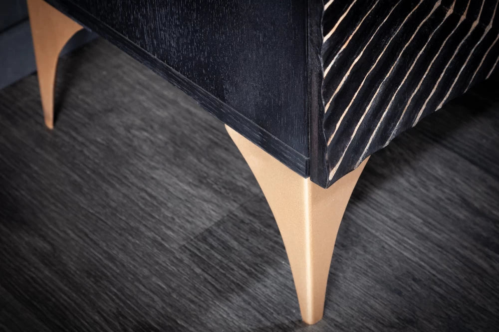 Dulap din Lemn de mango Negru si Metal Auriu L100xH120cm GOLDEN SUNSET