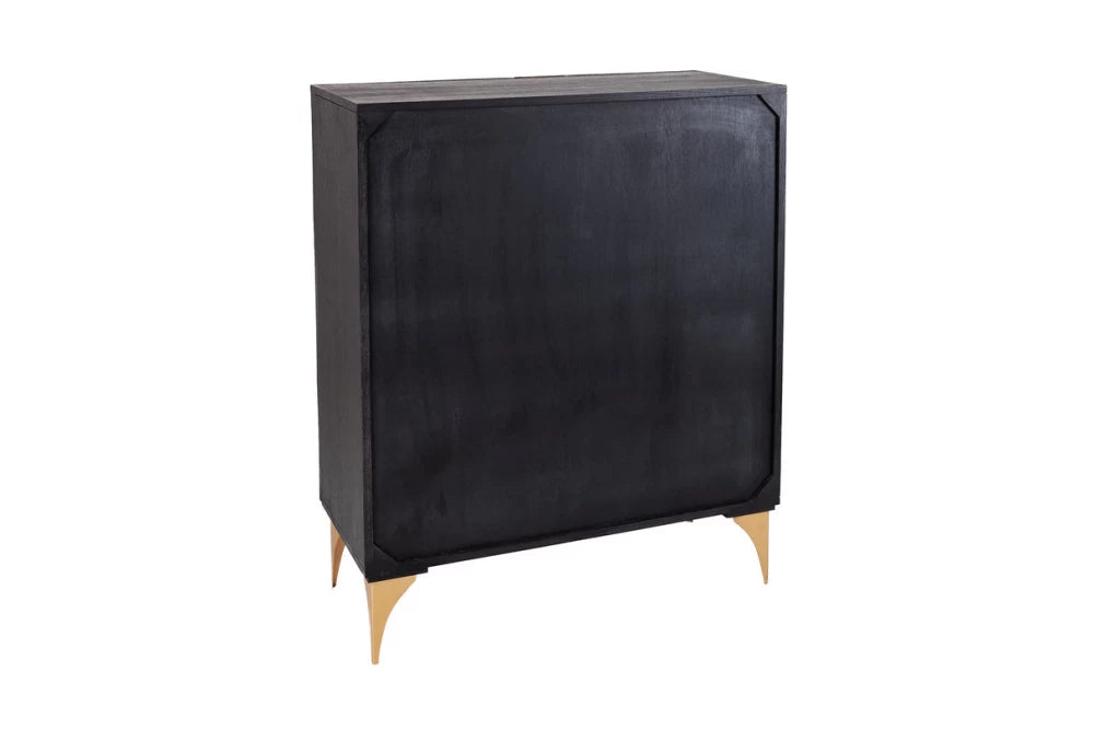 Dulap din Lemn de mango Negru si Metal Auriu L100xH120cm GOLDEN SUNSET