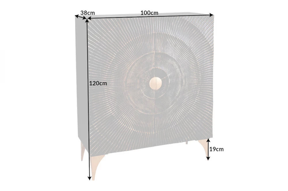 Dulap din Lemn de mango Negru si Metal Auriu L100xH120cm GOLDEN SUNSET