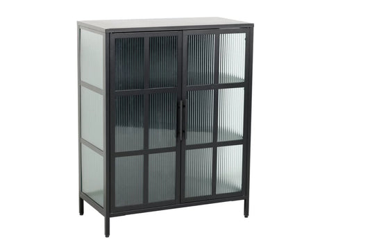 Dulap din Metal Negru si Metal/Sticla Negru/Transparent L80xH102cm DURA STEEL