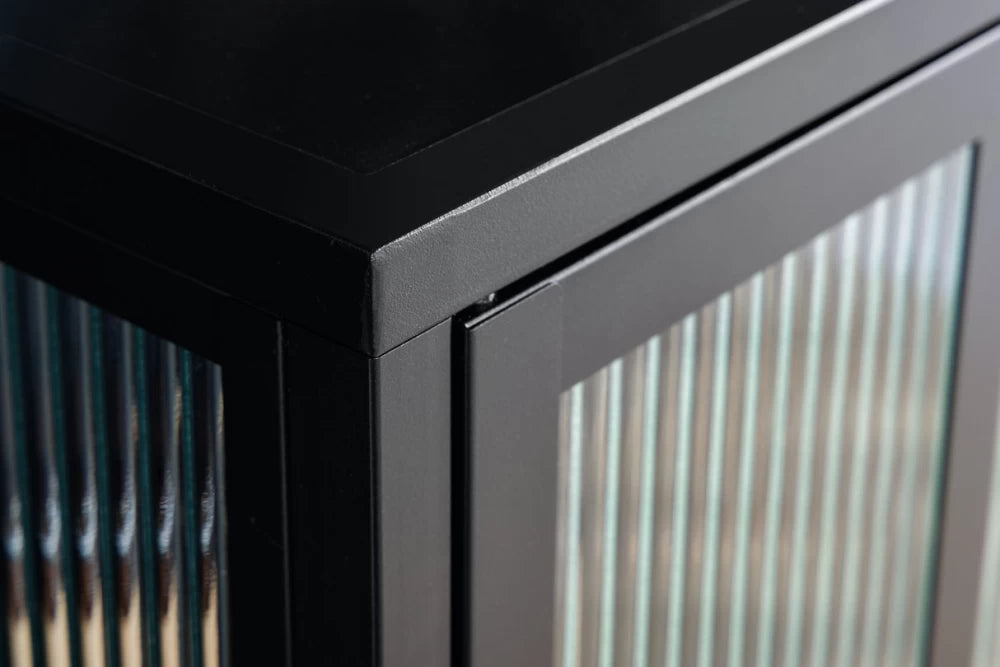 Dulap din Metal Negru si Metal/Sticla Negru/Transparent L80xH102cm DURA STEEL