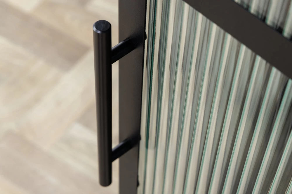Dulap din Metal Negru si Metal/Sticla Negru/Transparent L80xH102cm DURA STEEL