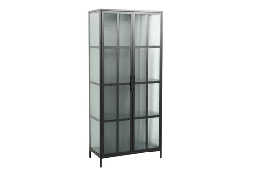 Dulap din Metal Negru si Metal/Sticla Negru/Transparent L80xH180cm DURA STEEL